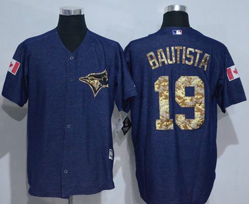 Blue Jays #19 Jose Bautista Denim Blue Salute to Service Stitched MLB Jersey - Click Image to Close